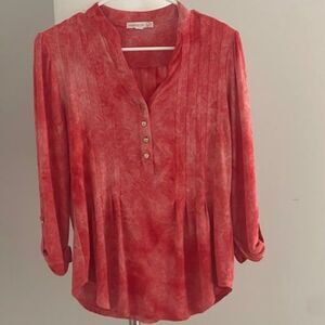 Westport Red Blouse Shirt 3/4 Length Sleeve Womens Size Small SALE